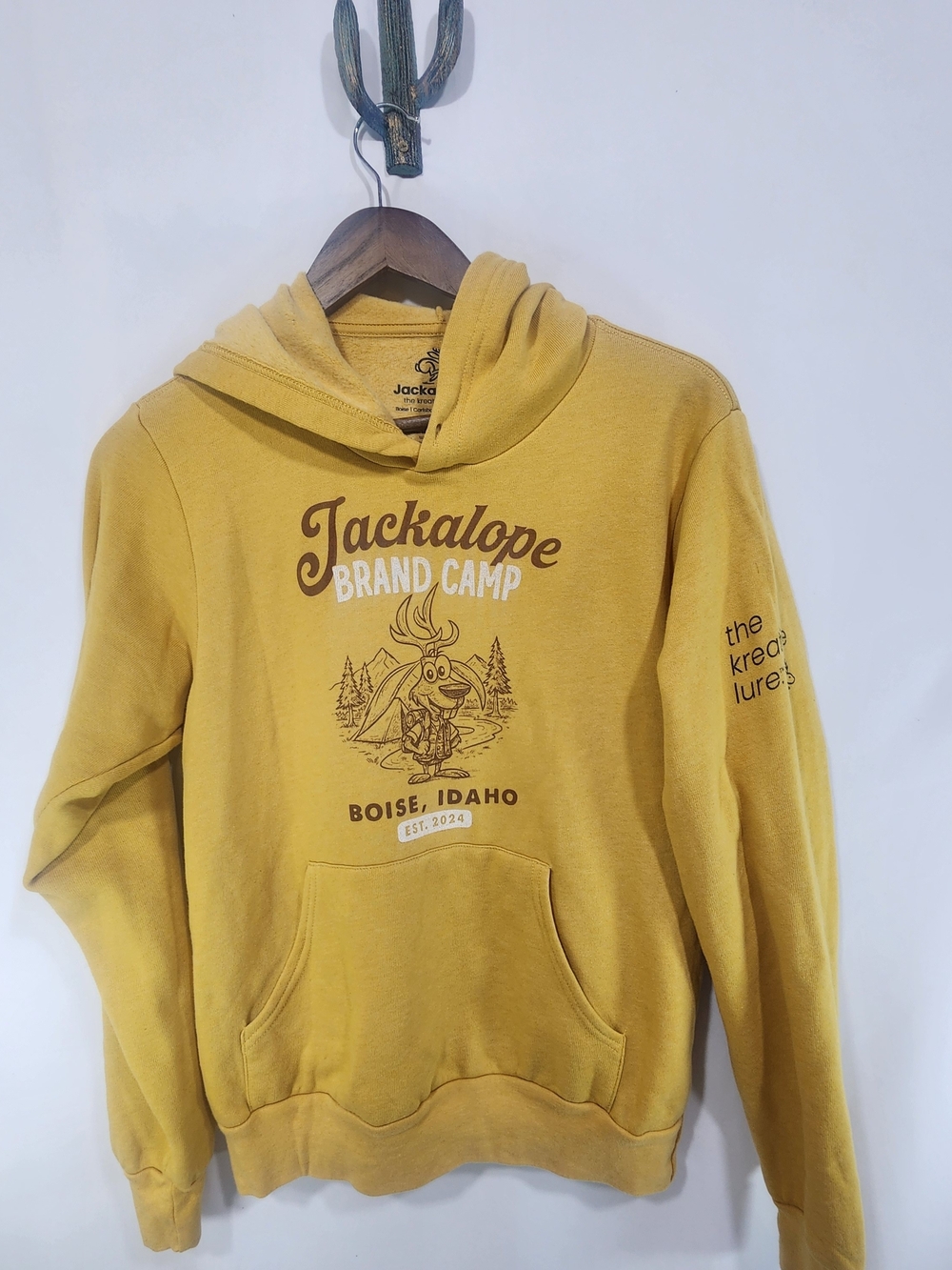 Jackalope Kreative Yellow Hooded Sweatshirt Size Sm Boise Idaho Graphic Hoodie